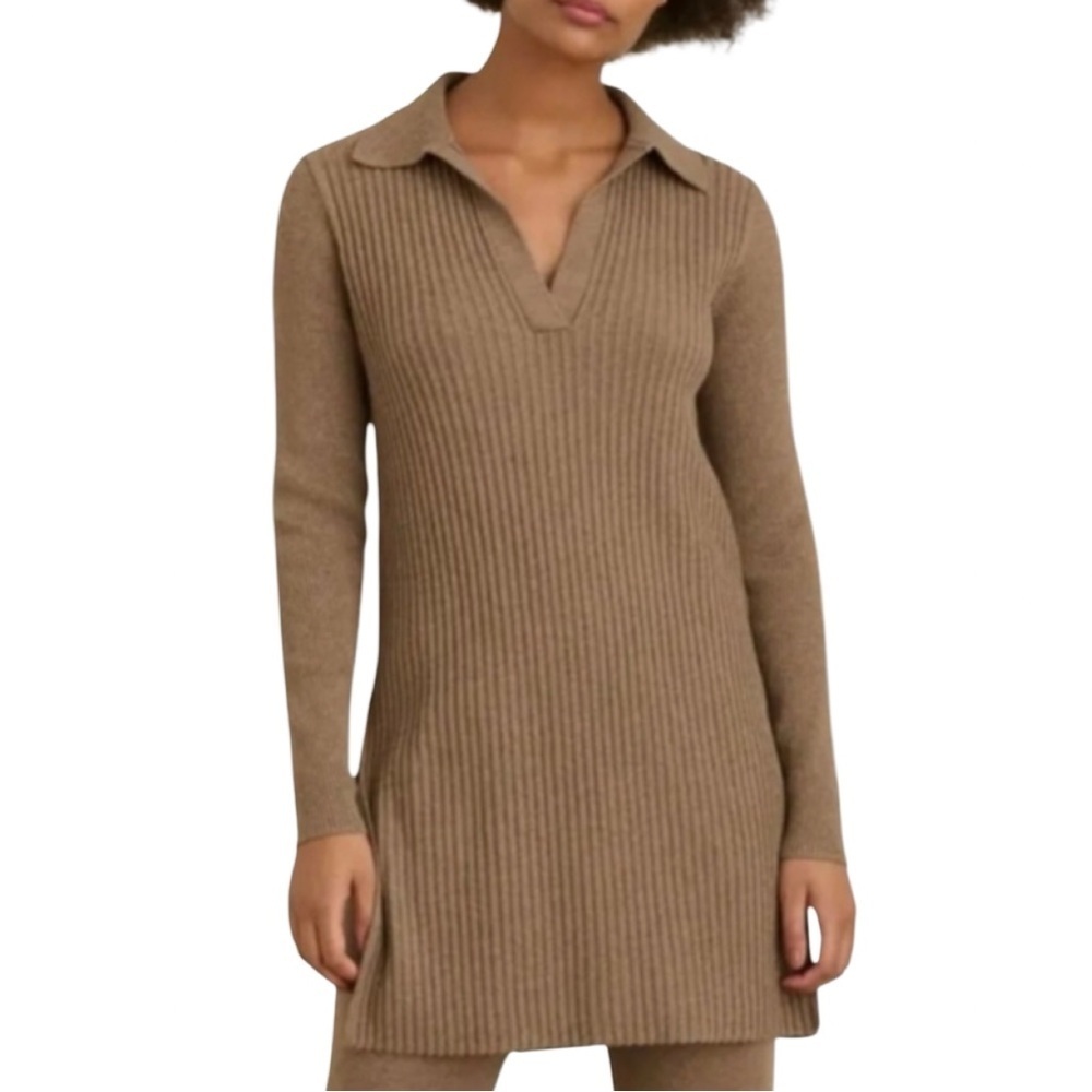 Alex Mill Extra Fine Merino Wool Sweater Tunic Size XS Neutral Brown Minimalist
